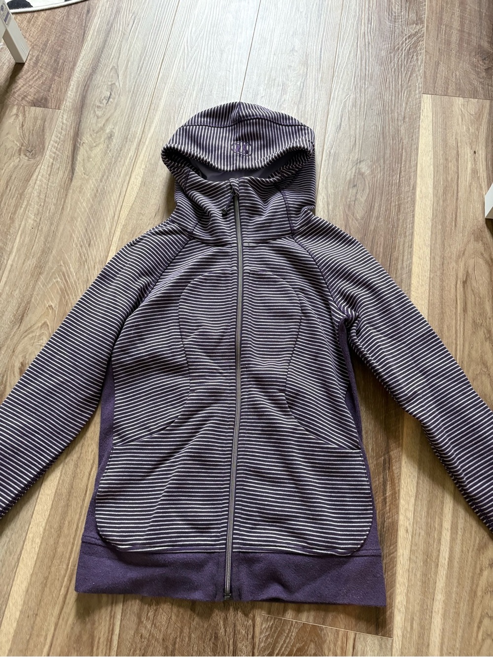 lululemon athletica Striped Hooded Zip Jacket in Purple and White